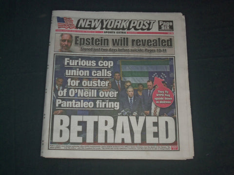 2019 AUGUST 20 NEW YORK POST NEWSPAPER - JEFFREY EPSTEIN'S WILL REVEALED