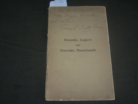 1908 WORCESTER ENGLAND AND WORCESTER MASSACHUSETTS SIGNED BOOK - J 7105