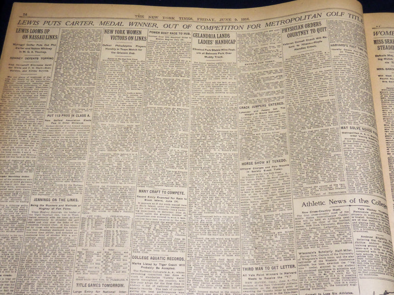 1916 JUNE 9 NEW YORK TIMES NEWSPAPER - TREND TO HUGHES GAINS MOMENTUM - NT 8609