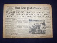 1945 MARCH 26 NEW YORK TIMES - 3D ARMY CROSSES MAIN IN 27-MILE DASH - NP 6677