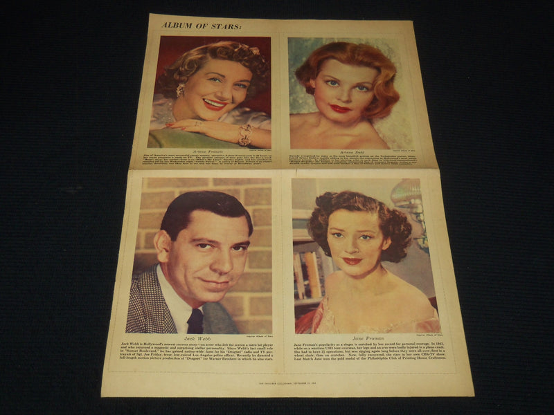 1954 SEPT 19 ALBUM OF STARS SECTION LOT OF 2 - DAHL - WEBB - FROMAN - NP 8987