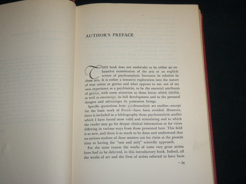 1954 THE PSCHONANALYST AND THE ARTIST HARDCOVER BOOK BY SCHNEIDER - KD 6924