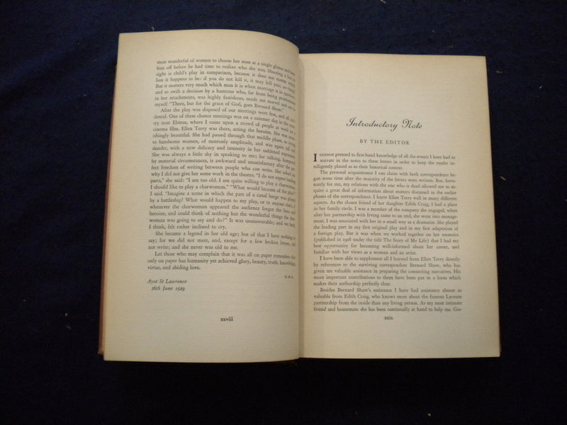 1931 ELLEN TERRY AND BERNARD SHAW A CORRESPONDENCE HARDCOVER BOOK - KD 8041
