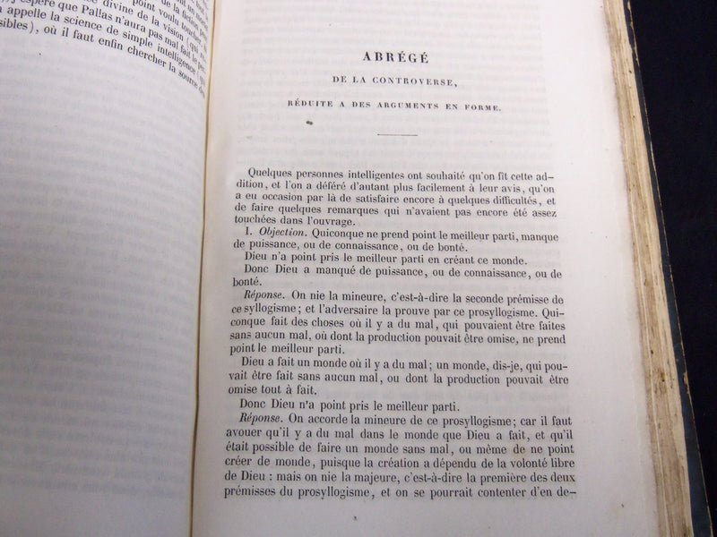 1842 OEUVRES DE LEIBNIZ FRENCH VOLUME BY M. A. JACQUES - PART 1 & 2 - KD 4815H