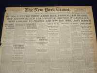 1918 AUGUST 16 NEW YORK TIMES - BRITISH TAKE TWO TOWNS ABOVE ROYE - NT 9209