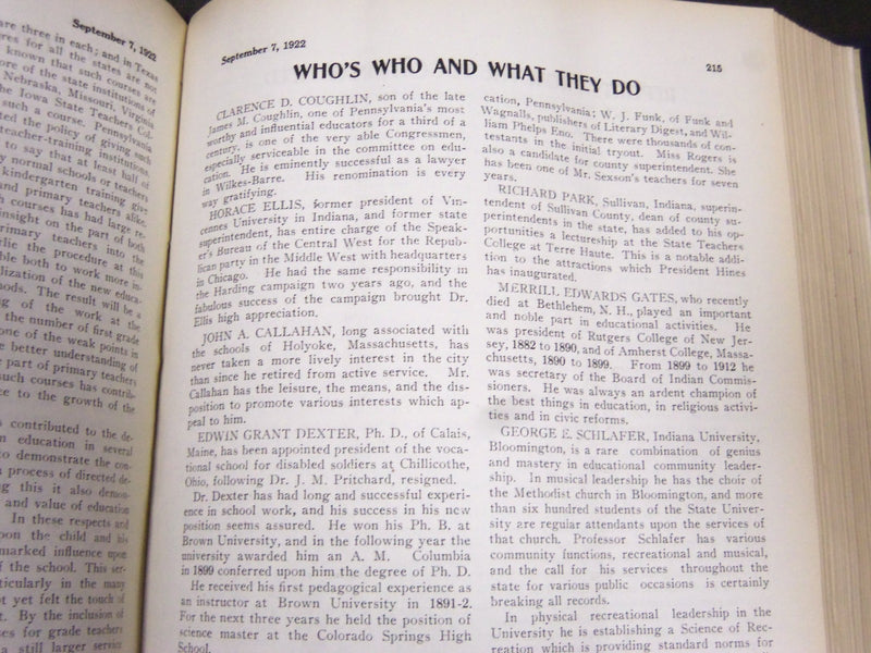 1922 JANUARY-DECEMBER JOURNAL OF EDUCATION BOUND VOLUME - COMPLETE YEAR - R 932