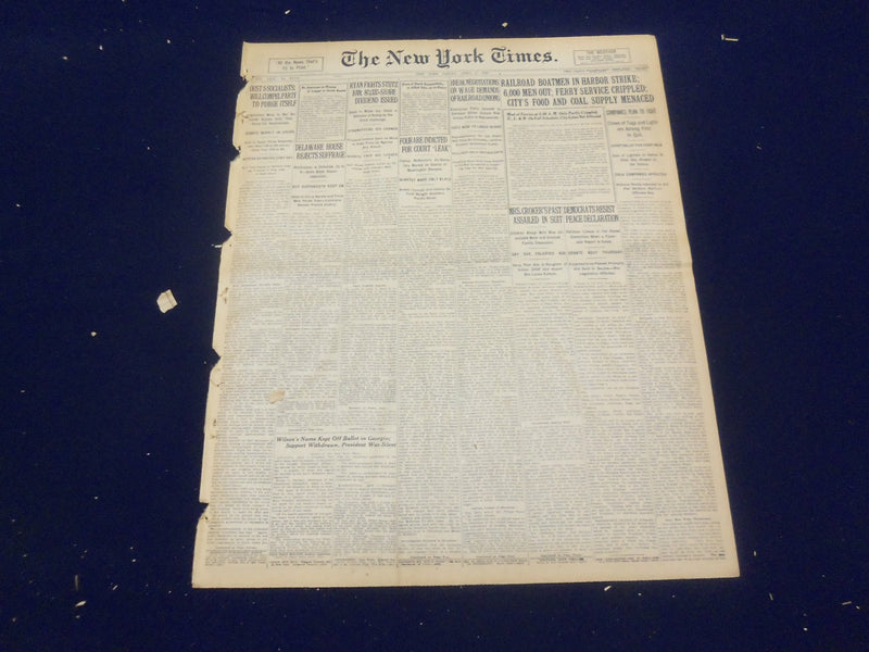 1920 APRIL 2 NEW YORK TIMES - 6,000 MEN OUT; FERRY SERVICE CRIPLED - NT 8278