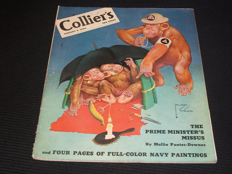 1944 JANUARY 8 COLLIER'S MAGAZINE NICE COVER & FULL PAGE ADS - E 1287