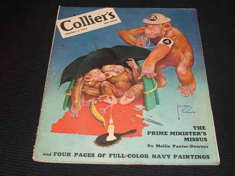 1944 JANUARY 8 COLLIER'S MAGAZINE NICE COVER & FULL PAGE ADS - E 1287