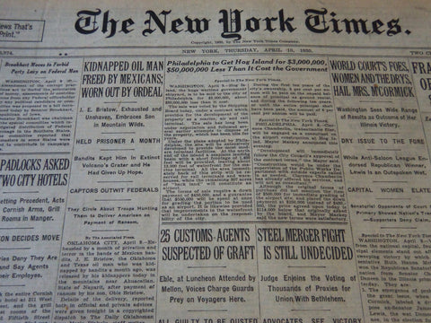 1930 APRIL 10 NEW YORK TIMES - J. E. BRISTON FREED BY MEXICANS - NT 5635