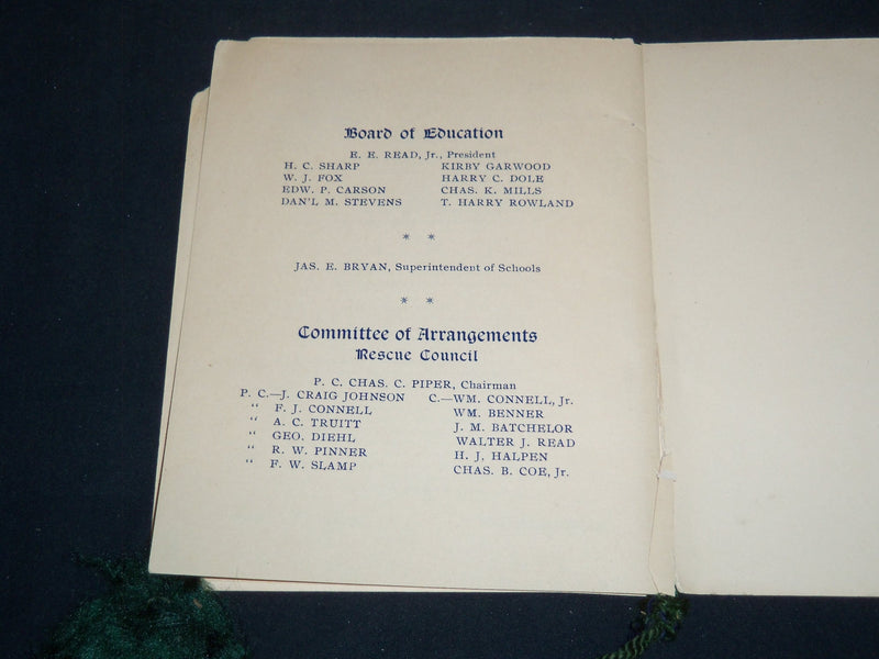 1914 ALFRED CRAMER PUBLIC SCHOOL FLAG RAISING BOOK - CAMDEN NEW JERSEY - J 8522