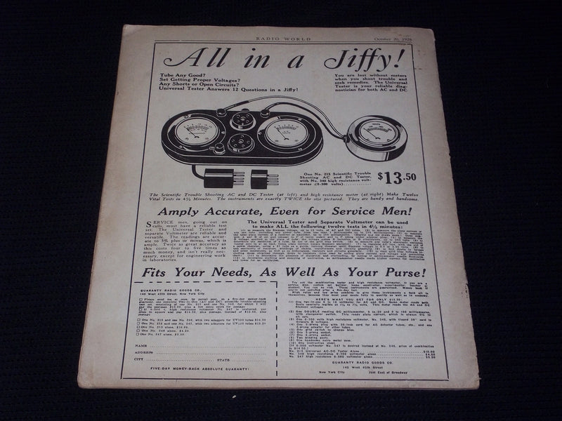 1928 OCTOBER 20 RADIO WORLD MAGAZINE NICE ELECTRONICS COVERS & ADS - E 2819