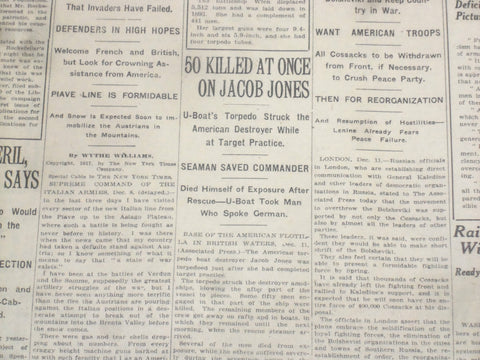 1917 DECEMBER 12 NEW YORK TIMES - 50 KILLED AT ONCE ON JACOB JONES - NT 8259