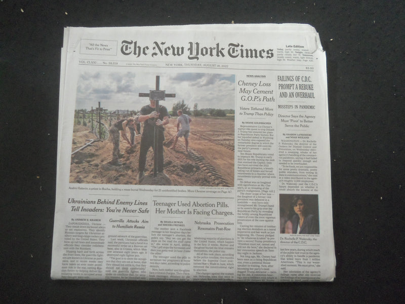 2022 AUGUST 18 NEW YORK TIMES - FAILINGS OF CDC PROMPT A REBUKE AND AN OVERHAUL