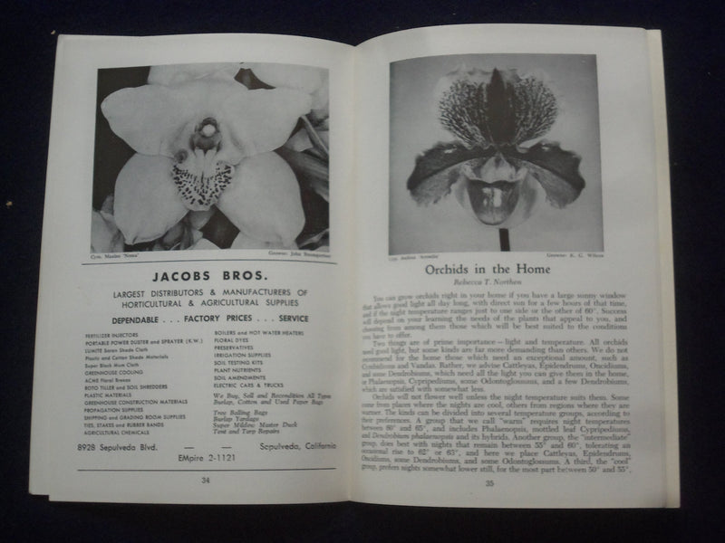 1960'S HANDBOOK OF ORCHID CULTURE SOFTCOVER BOOK - J 9646