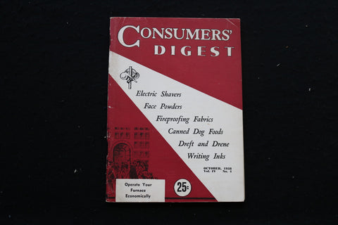 1938 OCT CONSUMERS' DIGEST MAGAZINE - OPERATE FURNACE ECONOMICALLY COVER - K 393