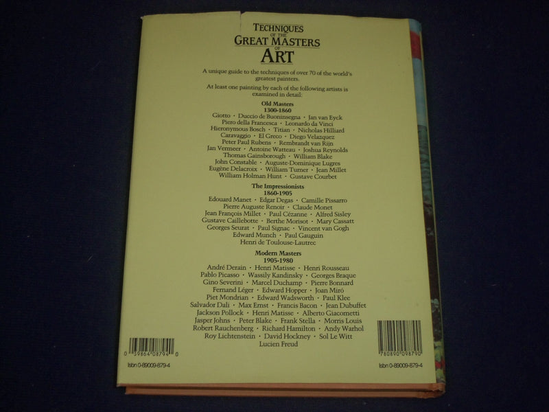 1996 TECHNIQUES OF THE GREAT MASTERS OF ART HARDCOVER BOOK - KD 2782