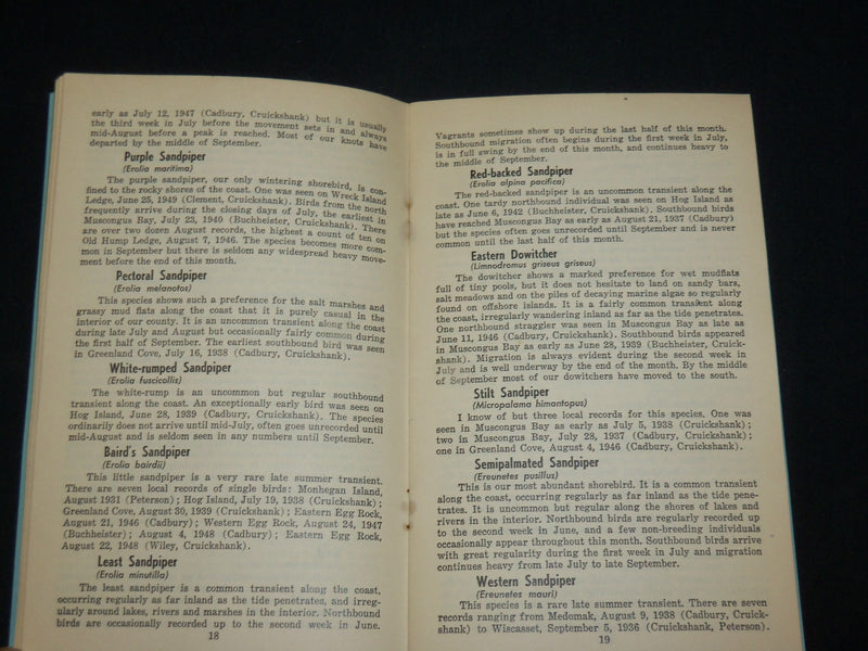 1950'S SUMMER BIRDS OF LINCOLN COUNTY MAINE BOOK BY ALLAN CRUICKISMANK- J 6562