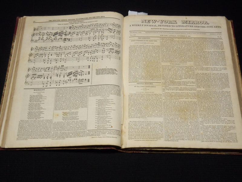 1839-1837 NEW YORK MIRROR AND LADIES GAZETTE BOUND VOLUME - R 89Q