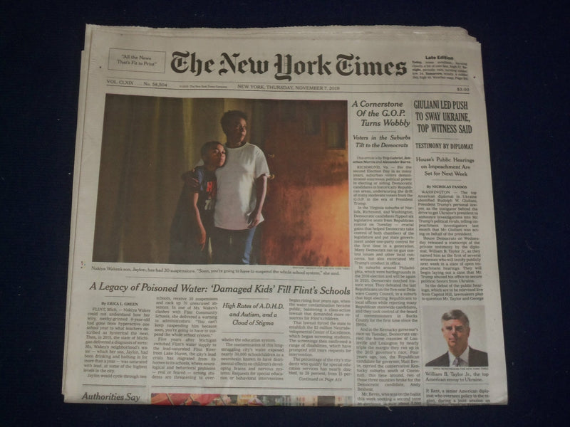 2019 NOVEMBER 7 NEW YORK TIMES - GIULIANI LED PUSH TO SWAY UKRAINE, TOP WITNESS