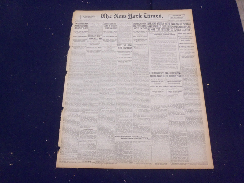 1920 DECEMBER 23 NEW YORK TIMES - HARDING WOULD HAVE FIVE CHIEF POWERS - NT 8495