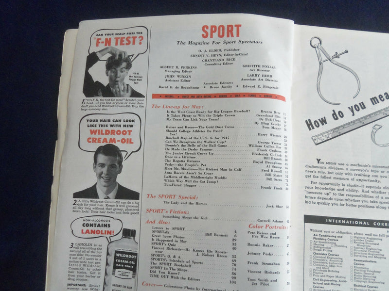 1947 MAY SPORT MAGAZINE - RACING ROUNUP - BASEBALL MAP OF THE U.S.A. - ST 7209