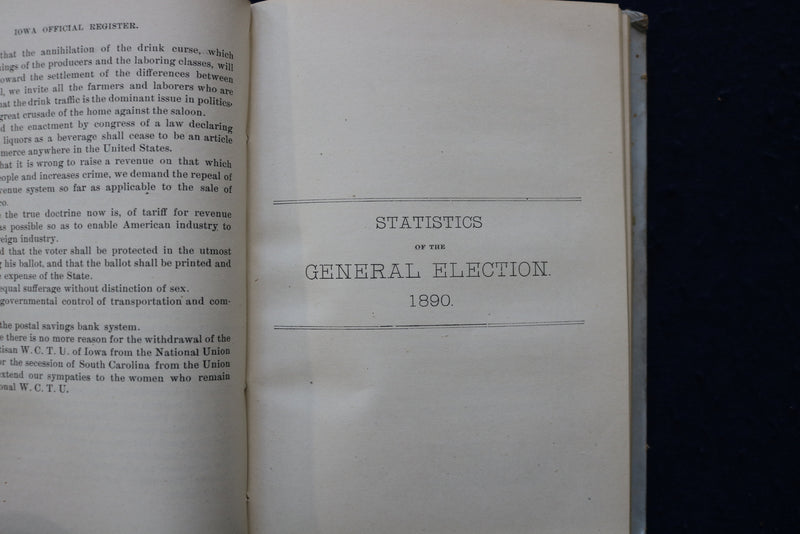 1891 IOWA OFFICIAL REGISTER - HARDCOVER BOOK - K 1765