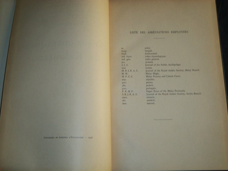 1936 DANSES MAGIQUES DE KELANTAN BOOK BY JEANNE CUISINIER - FRENCH - KD 5679