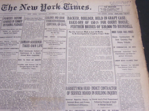 1920 NOVEMBER 6 NEW YORK TIMES - BACKER BUILDER HELD IN GRAFT CASE - NT 6733