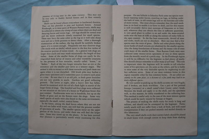 1929 CARNEGIE MUSEUM - INVERTEBRATE ZOOLOGY LEAFLET - SOFTCOVER - K 2506