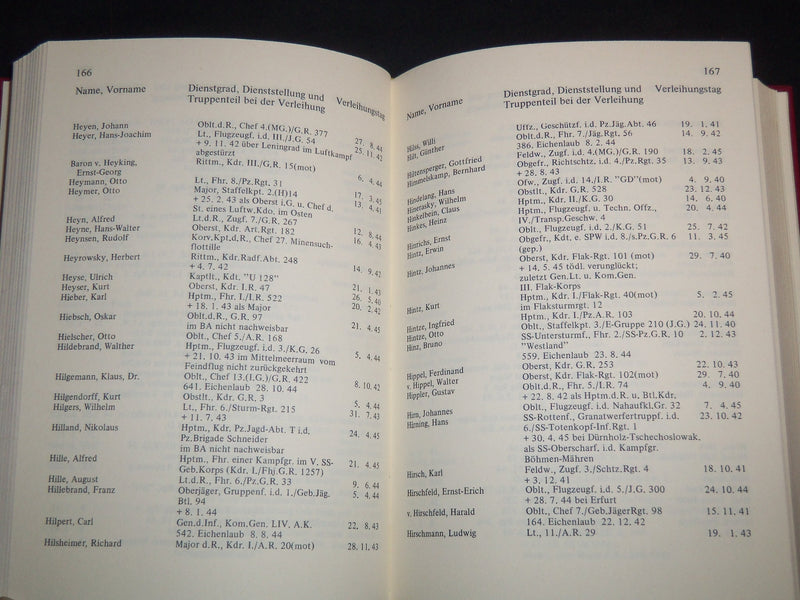 1976 DIE RITTERKREOZ TRAGER 1939-1945 HARDCOVER BOOK - GERMAN - KD 4352D