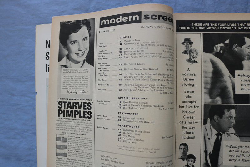 1959 DECEMBER MODERN SCREEN MAGAZINE - FABIAN COVER - E 9039