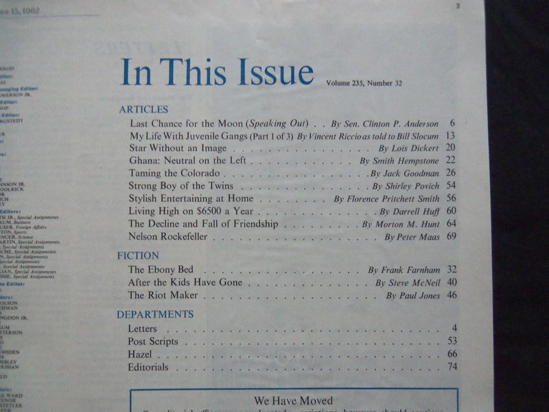 1962 SEPTEMBER 15 THE SATURDAY EVENING POST MAGAZINE -ILLUSTRATED COVER- SP 2376