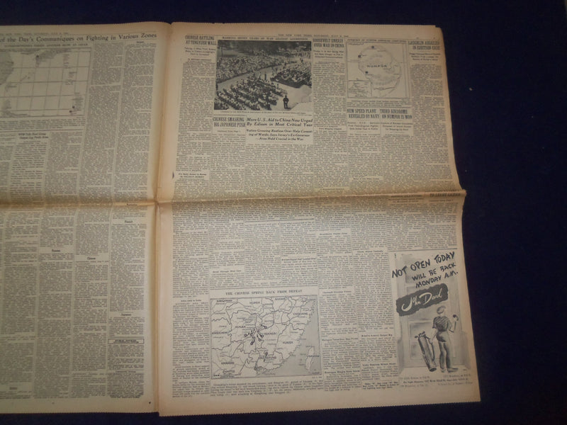 1944 JULY 8 NEW YORK TIMES - SUPERFORTS AGAIN BOMB 2 BASES IN JAPAN - NP 6587