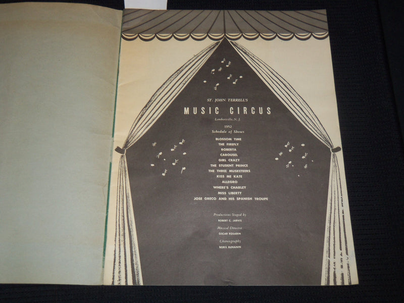 1952ST. JOHN TERRELL'S MUSIC CIRCUS BOOK - LAMBERTVILLE NEW JERSEY - J 7350