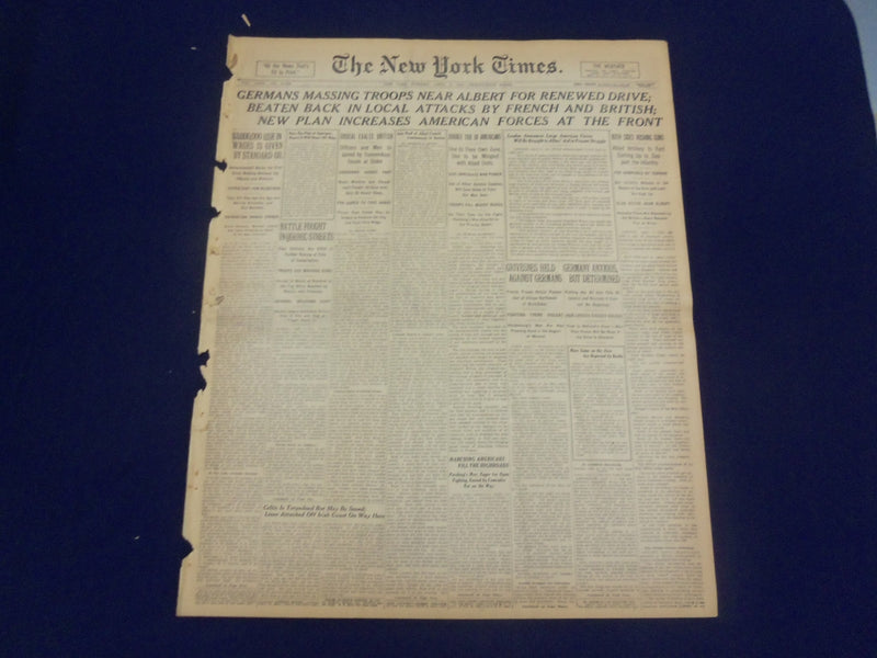 1918 APRIL 2 NEW YORK TIMES - GERMANS MASSING TROOPS NEAR ALBERT - NT 8199