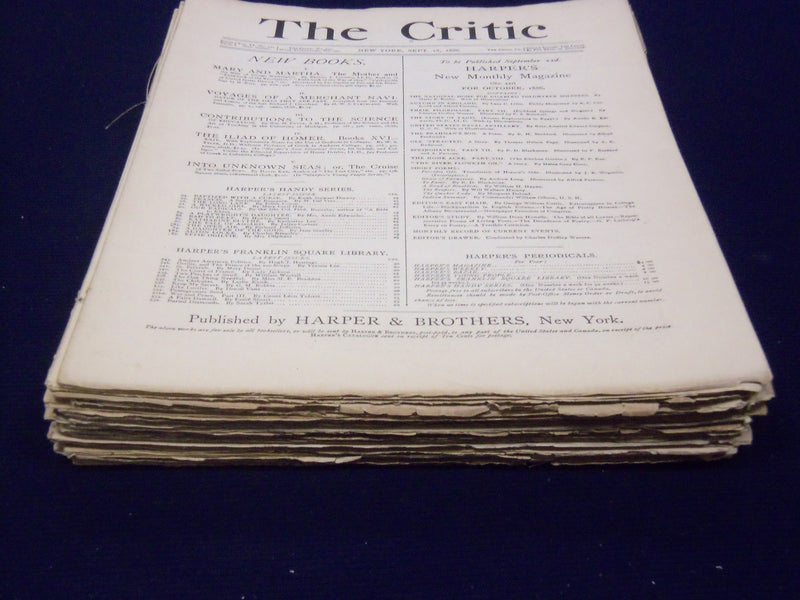 1886 THE CRITIC MAGAZINE LOT OF 25 ISSUES - GREAT REVIEWS & ARTICLES - WR 798