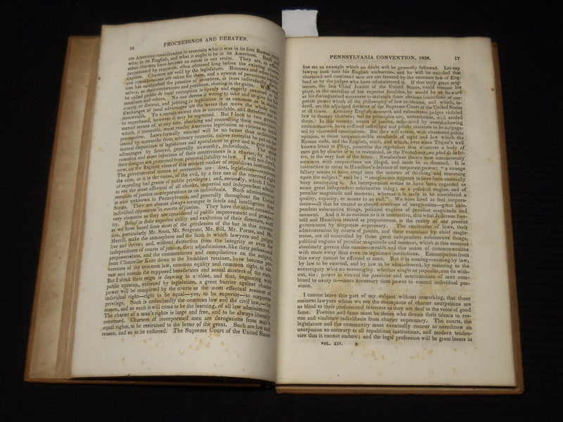 1839 AMENDMENTS TO THE CONSTITUTION PROCEEDINGS VOLUME- PENNSYLVANIA - KD 705O