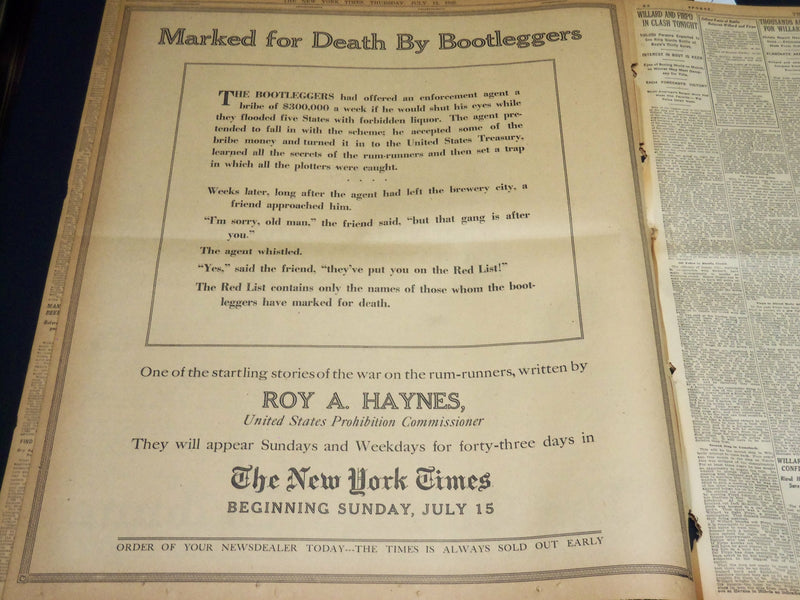 1923 JULY 12 NEW YORK TIMES NEWSPAPER- FALLON AND JUROR INDICTED BRIBE - NT 7745