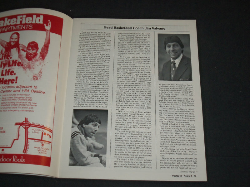 1984-1985 DECEMBER NORTH CAROLINA STATE UNIVERSITY WOLFPACK NEWS - J 3873