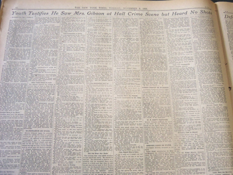 1926 NOV 9 NEW YORK TIMES - GORSLINE PICKED IN HALL TRIAL AS MAN - NT 6537