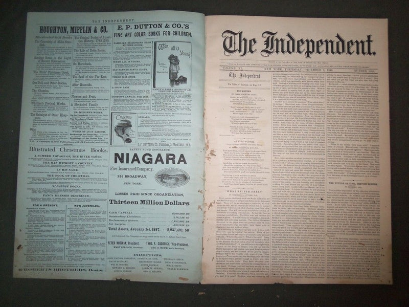 1888 DEC 6 THE INDEPENDENT MAGAZINE - 40TH ANNIVERSARY - GREAT ADS - NP 1513