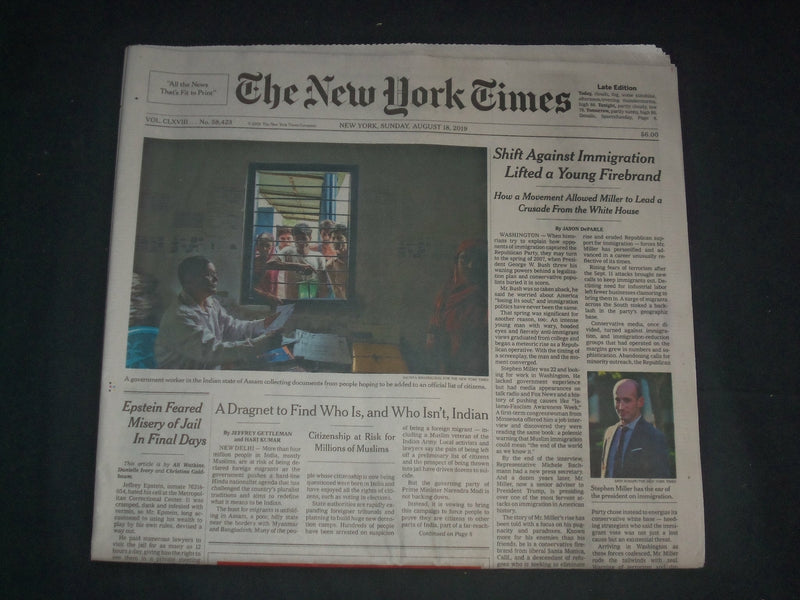 2019 AUGUST 18 NEW YORK TIMES-SHIFT AGAINST IMMIGRATION LIFTED A YOUNG FIREBRAND