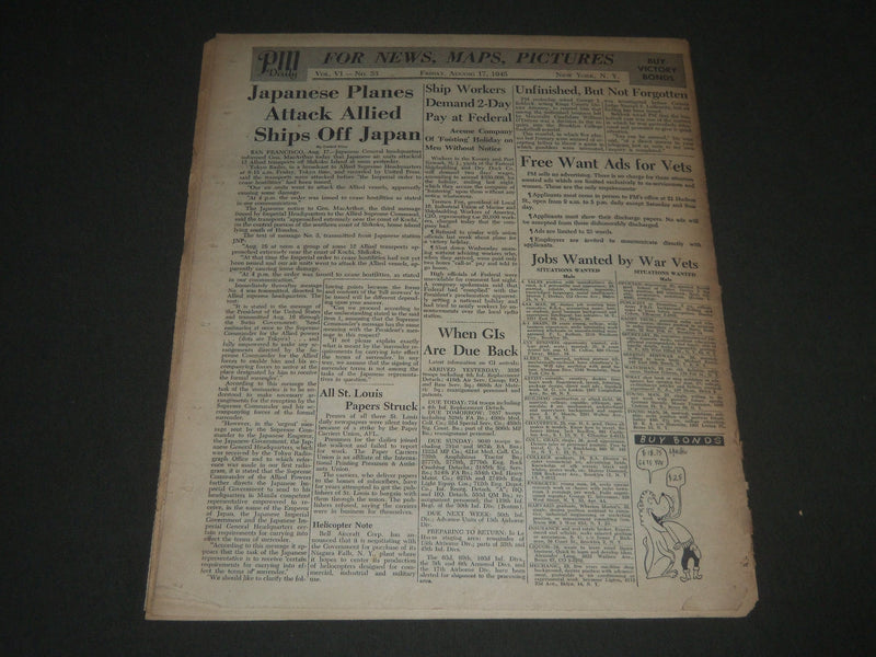 1945 AUGUST 17 PM DAILY NEWSPAPER JAPANESE STALL ON SURRENDER - NP 2701