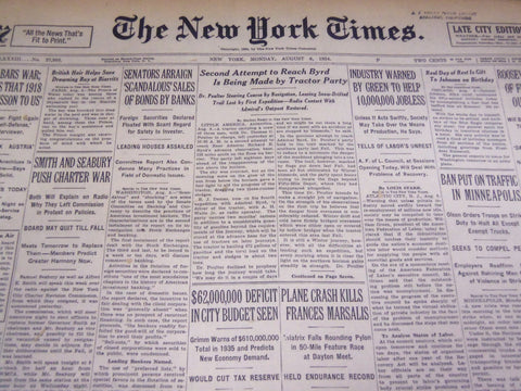 1934 AUGUST 6 NEW YORK TIMES - SECOND ATTEMPT TO REACH BYRD - NT 3987