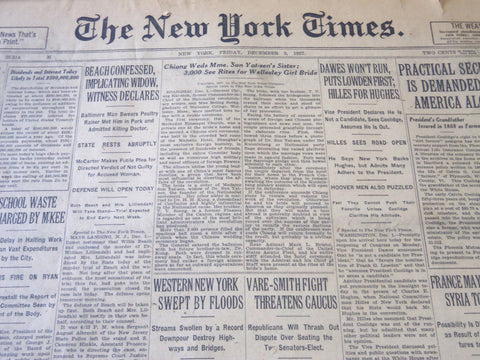 1927 DECEMBER 2 NEW YORK TIMES - CHIANG WEDS MME. SUN YAT-SEN'S SISTER - NT 6400