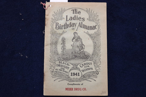 1941 THE LADIES BIRTHDAY ALMANAC - MEIER DRUG CO. - INDIANA - SOFTCOVER - K 1495