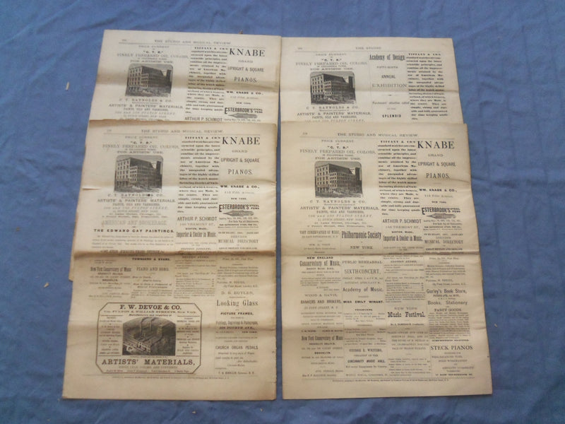 1881 THE STUDIO AND MUSICAL REVIEW NEWSPAPER - LOT OF 4 - NP 8416