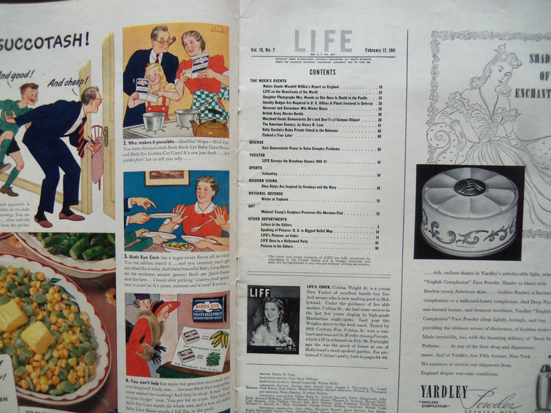 1941 FEBRUARY 17 LIFE MAGAZINE - ACTRESS COBINA WRIGHT JR. - L 222