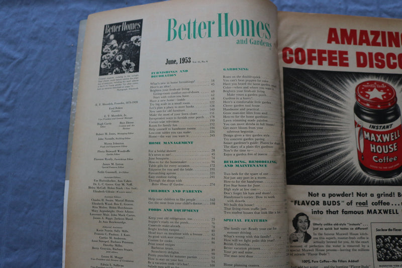 1953 JUNE BETTER HOMES AND GARDENS MAGAZINE - GREAT COVER & ARTICLES - SP 4787K